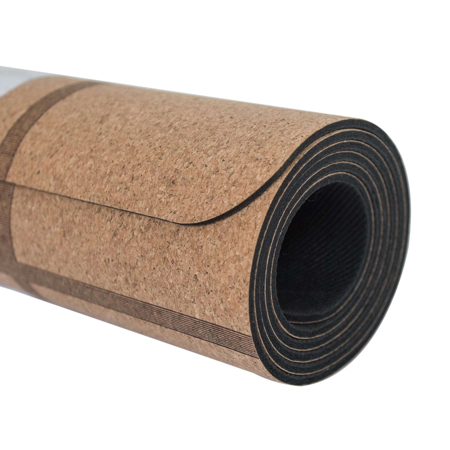 rolled up grid cork yoga mat