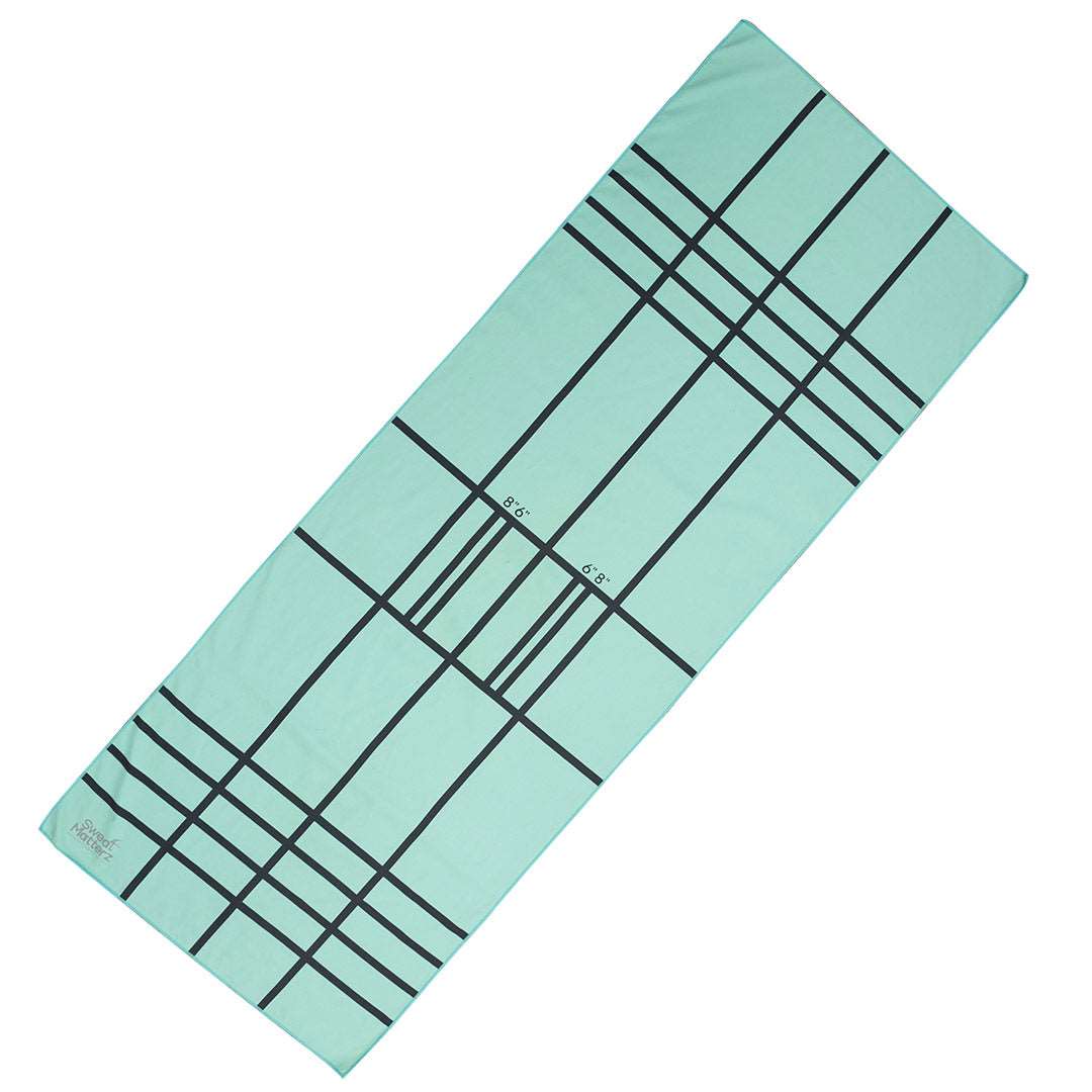 green grid layout yoga towel